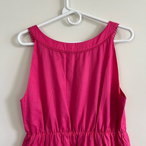 Madison Women 12 Pink 100% Cotton Lined Ruffle Crochet Preppy Classic Spring - Picture 3 of 9